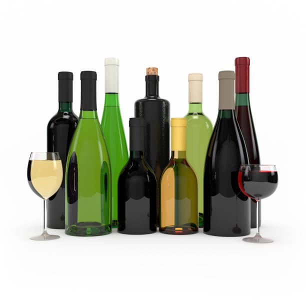istock Collection of Wine bottles isolated 3d rendering 683401304