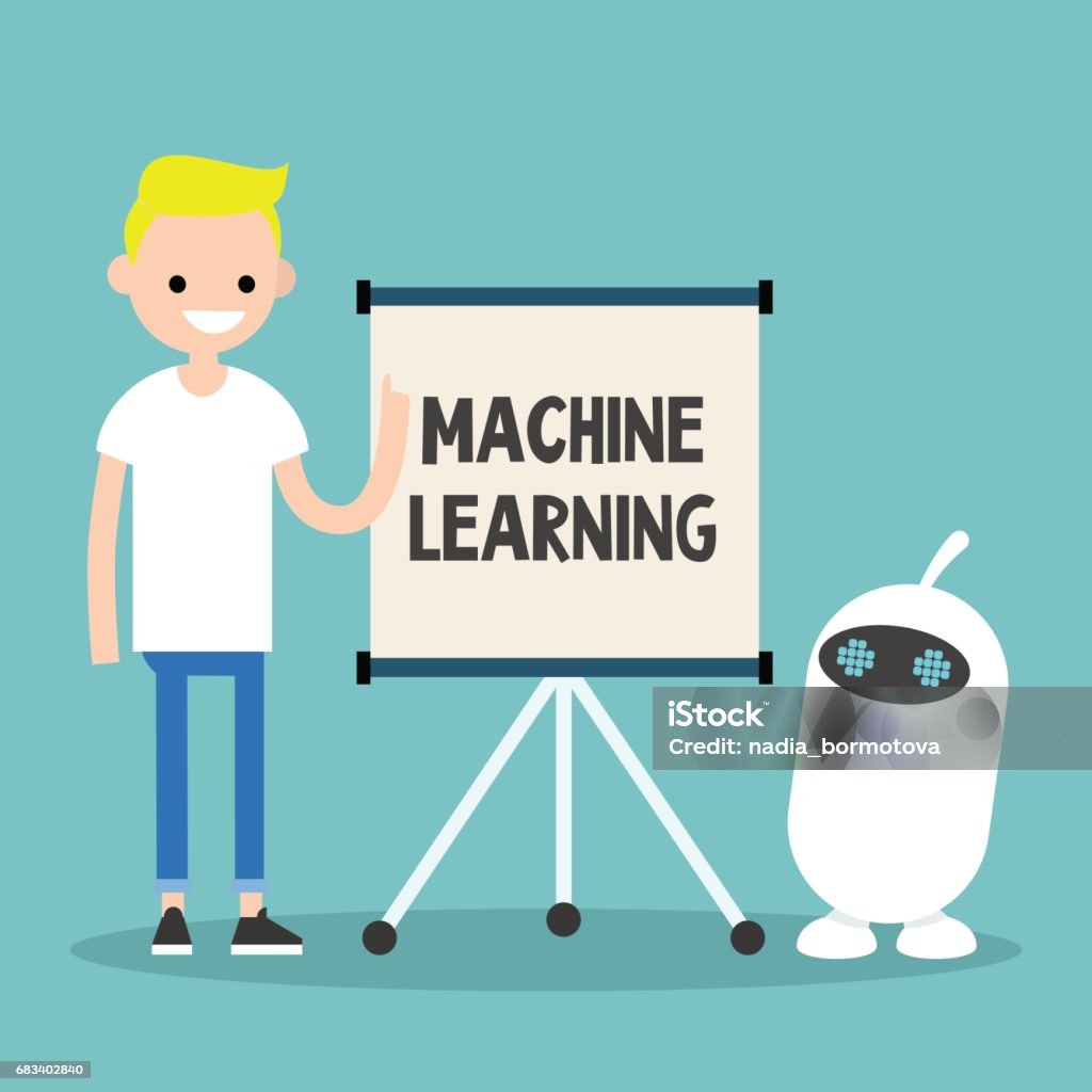 Machine Learning Clip Art Machine Learning Conceptual Illustration Young Character Teaching Small ...