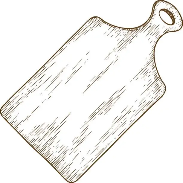 Vector illustration of engraving illustration of cutting board