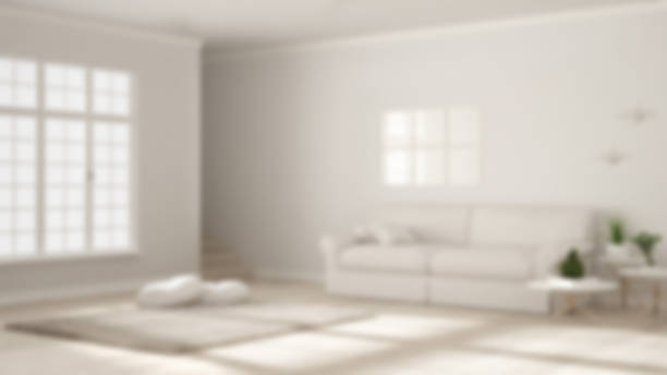 istock Blur background interior design, minimalist simple clear living, monochrome white 683418274