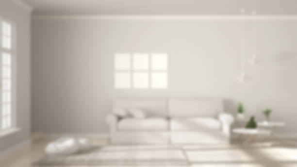 istock Blur background interior design, minimalist simple clear living, monochrome white 683418312