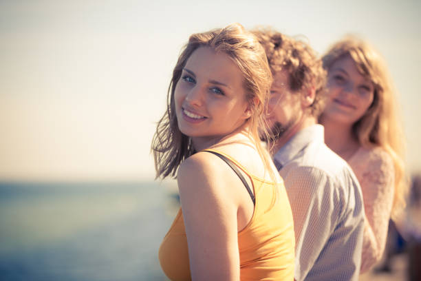 istock Group friends boy two girls having fun outdoor 683420962