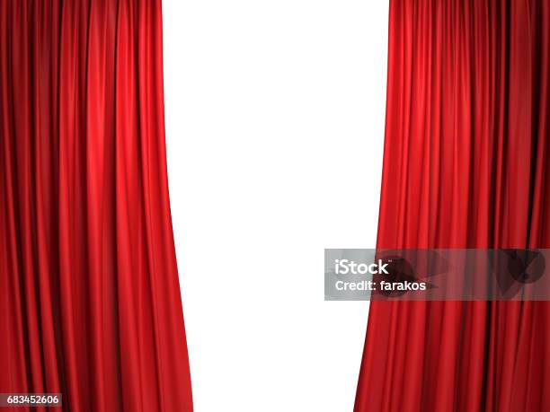 Open Red Stage Curtains Stock Photo - Download Image Now - Curtain, Red, Stage Theater