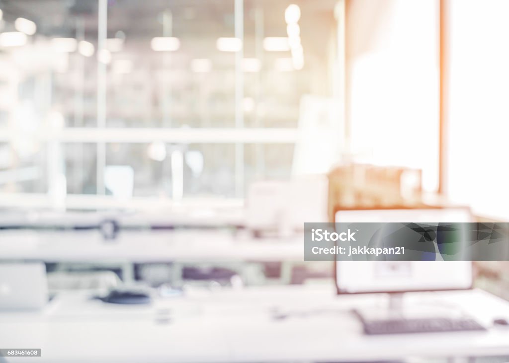 Blur office background Abstract modern business office blur background - Library room interior blurred white and gray bokeh lights background with motion blur for your design Office Stock Photo