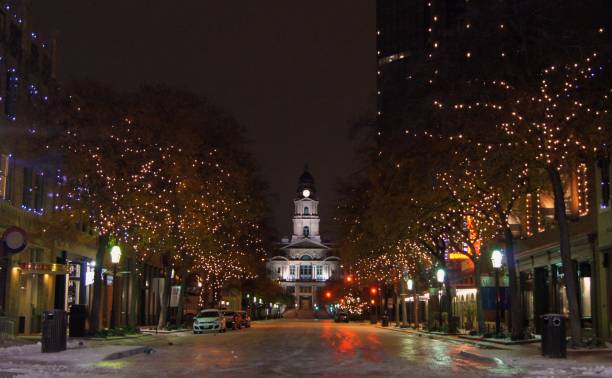 istock Tarrant County Courthouse at Night after Ice Storm 683461800