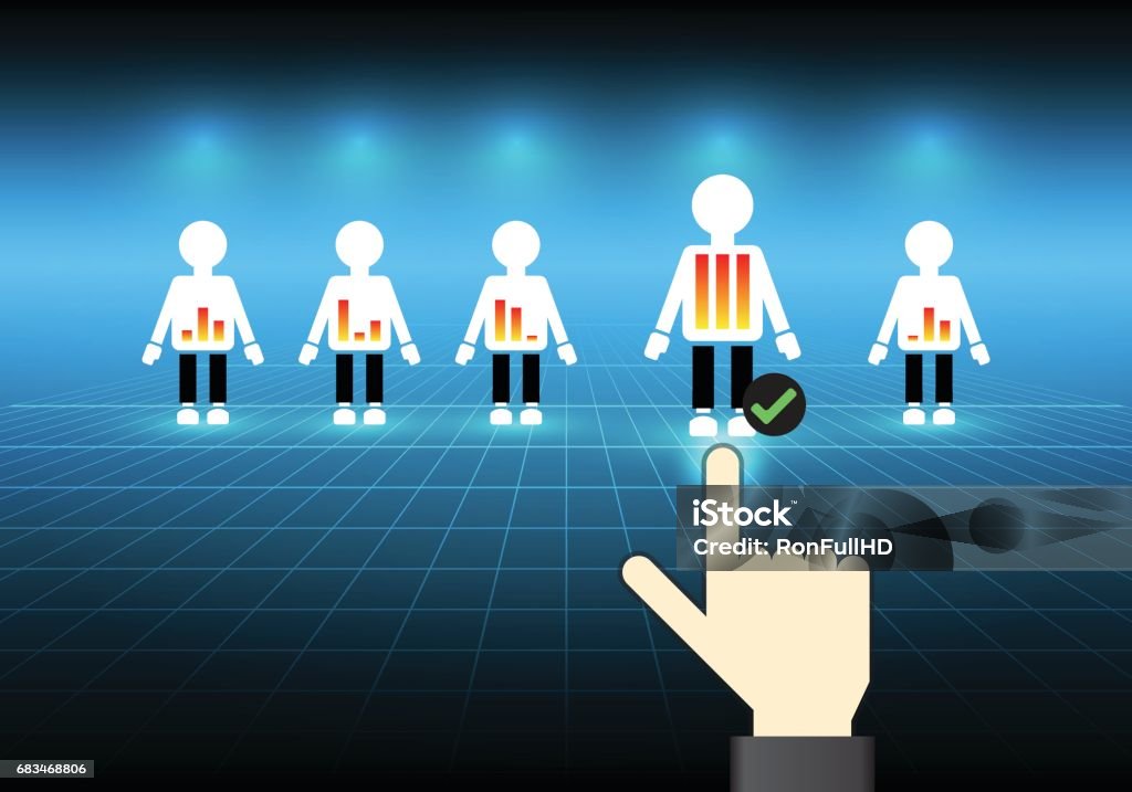 People select Hand select people with blue background. Business stock vector