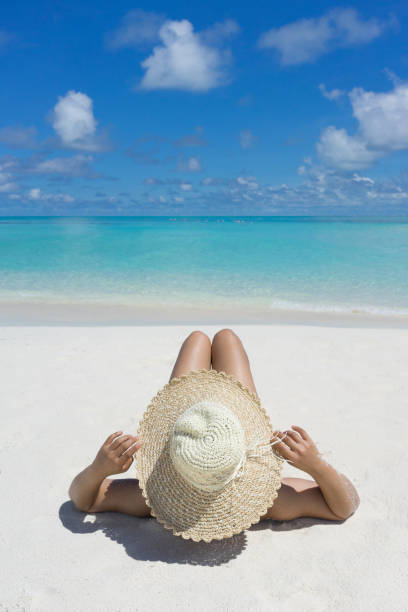 istock Woman in relaxation on tropical beach 683472102