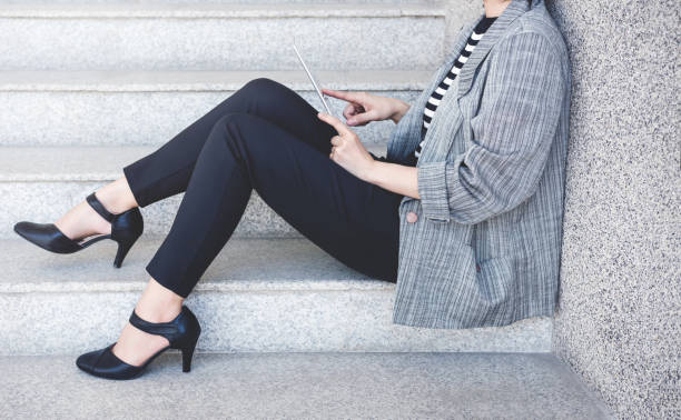 istock Business working woman sit and using digital tablet 683476288