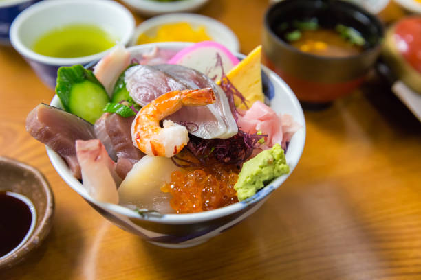 istock Sashimi raw fish seafood on rice 683476940