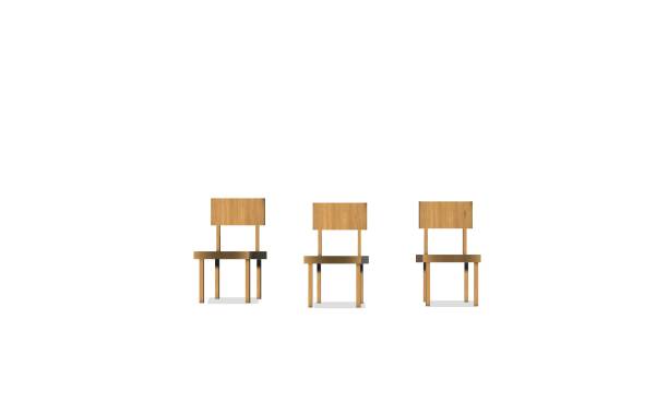istock set of wooden chairs on white background. 683479548