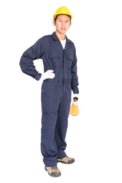 istock Young worker with yellow helmet holding a megaphone 683484248