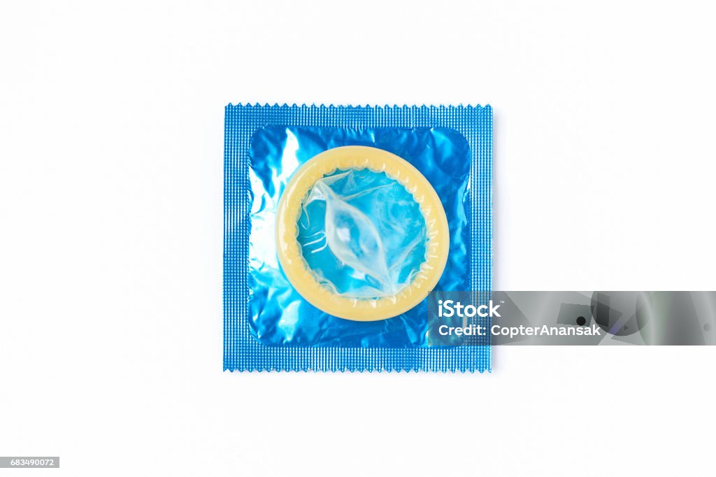 Condom packs on white background Condom Stock Photo