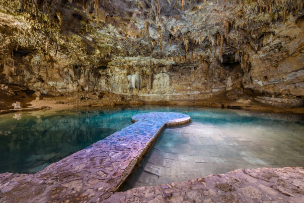 Cenote, tourist attraction of the Yucatan Peninsula, Mexico.