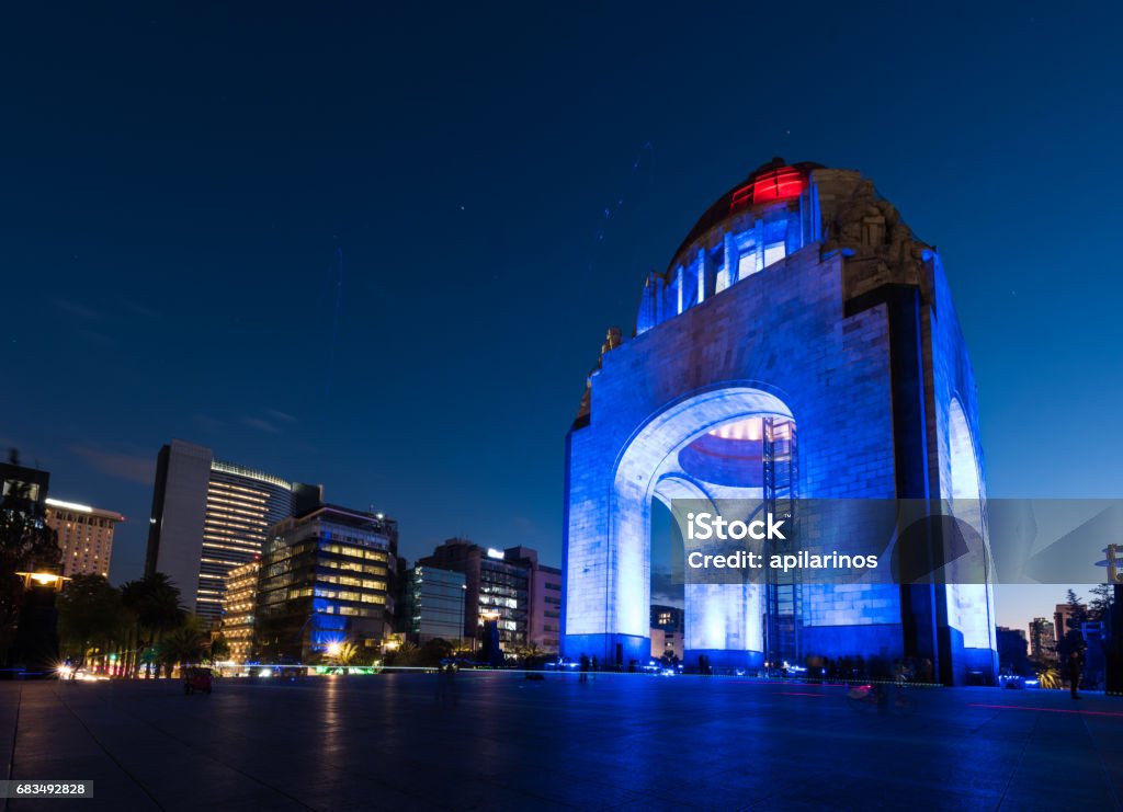 Monument to the Mexican Revolution (Monumento a la Revolución) located in Republic Square, Mexico City at night Mexico City Stock Photo