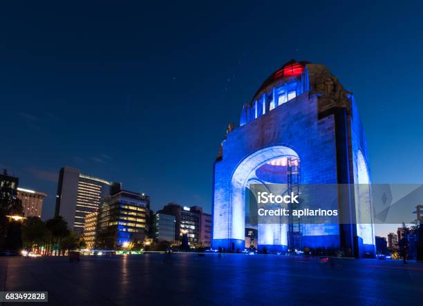 Monument To The Mexican Revolution Located In Republic Square Mexico City At Night Stock Photo - Download Image Now