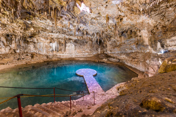Cenote Suytun at Valladolid, Yucatan - Mexico Cenote Suytun at Valladolid, Yucatan - Mexico - beautiful cenotes with blue, crystal and clear water valladolid mexico photos stock pictures, royalty-free photos & images