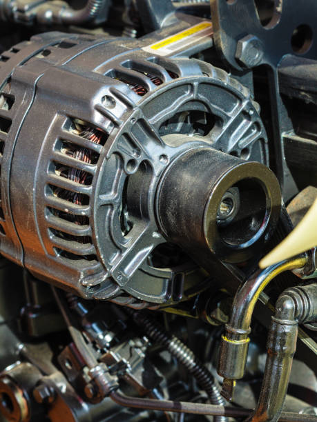 istock Detailed closeup of alternator generator machine engine 683499540