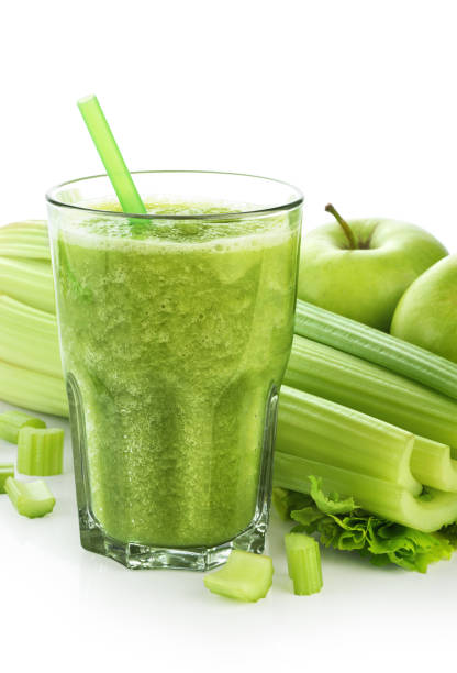 istock Detox smoothie with celery and apple on a white background. 683501080
