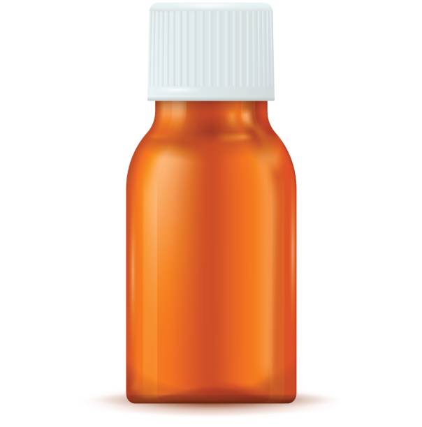 istock Brown medical glass bottle. With white lid 683504734