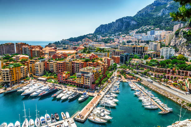 Monaco Monte Carlo sea view Monaco Monte Carlo sea view with yachts monaco stock pictures, royalty-free photos & images