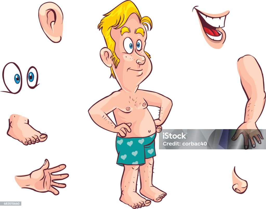 Vector Illustration Of A Cartoon Kid And Body Parts Stock Illustration -  Download Image Now - iStock