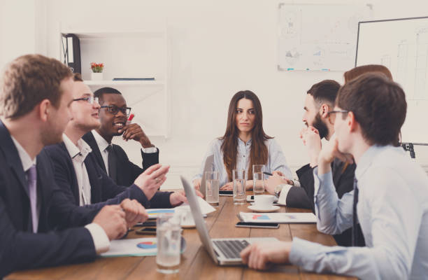 istock Business meeting. Young team in modern office 683518332