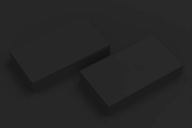 istock Black blank business cards mock-up on black background 683522518