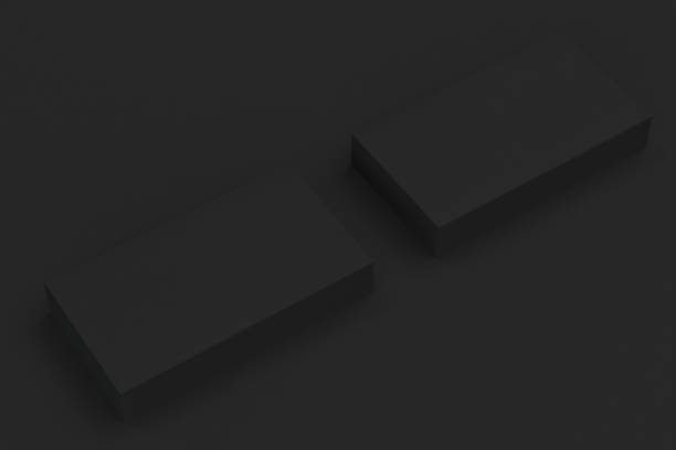istock Black blank business cards mock-up on black background 683522572