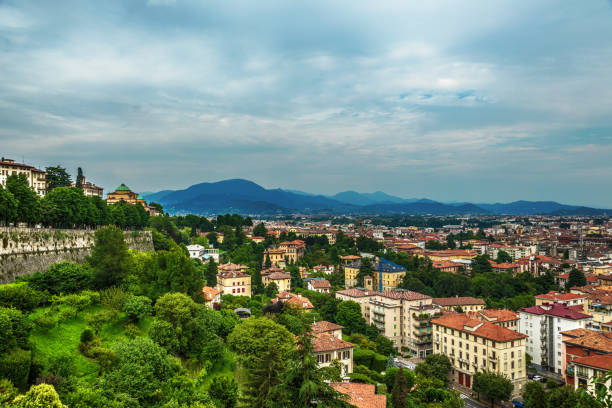 istock Bergamo city view from above 683522904