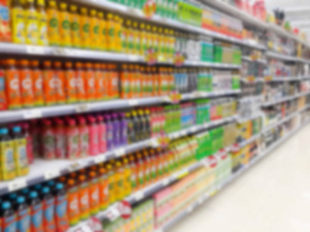 istock Blurred abstract background of shelf in supermarket 683523840