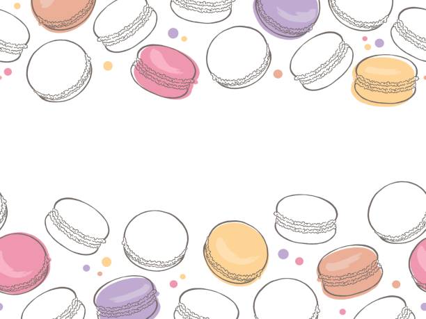 Macaroon graphic color seamless background sketch illustration vector Macaroon graphic color seamless background sketch illustration vector macaroon stock illustrations