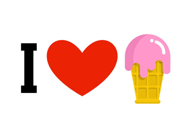 illustrations, cliparts, dessins animés et icônes de j’aime la crème glacée. dessert froid et le cœur. logo pour la dent sucrée - candy heart candy i love you heart shape