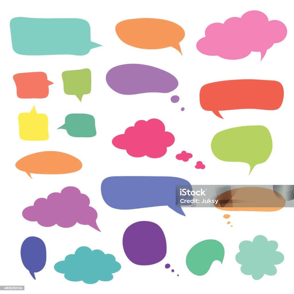Set of blank colorful speech bubbles and balloons Set of blank colorful speech bubbles and dialog balloons. Vector simple elements for your design Balloon stock vector