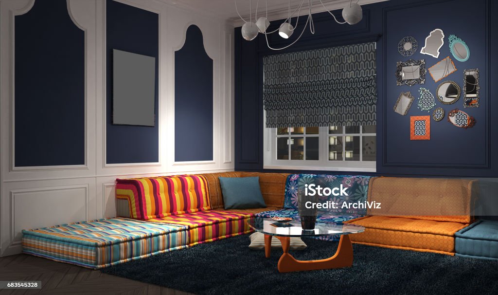 Eclectic and classic lounge Eclectic Style Stock Photo