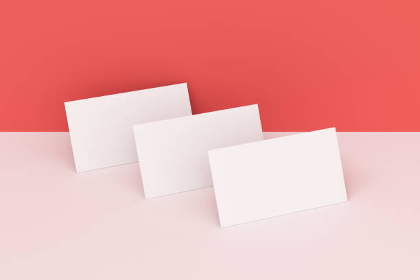 istock White blank business cards mock-up on white and red background 683546060