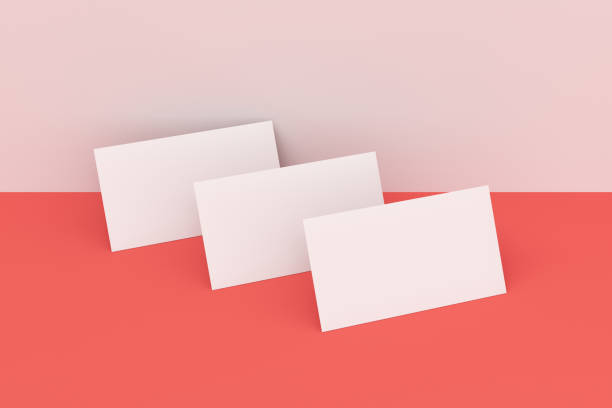 istock White blank business cards mock-up on white and red background 683549048