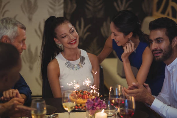 istock Group of friends celebrating birthday 683558480