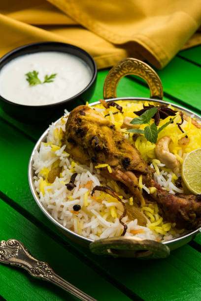 istock Hyderabadi chicken biryani or dum biryani, selective focus 683564326