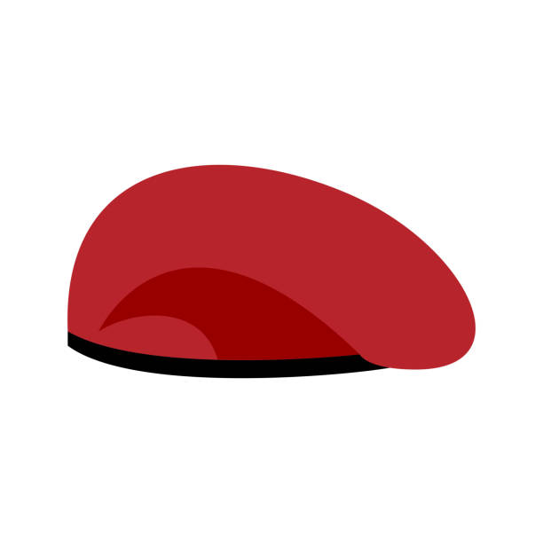 Beret military red. Soldiers cap. army hat. War barret vector art illustration
