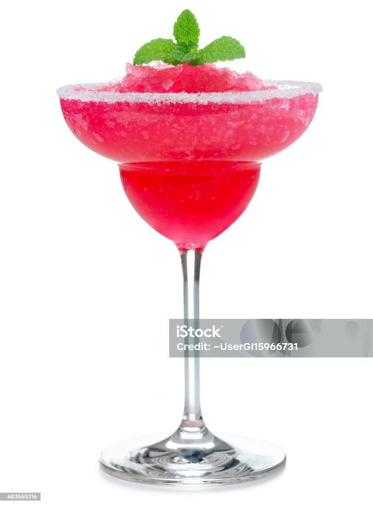 frozen strawberry daiquiri isolated on white frozen strawberry daiquiri garnished with mint leaf isolated on white Cocktail Stock Photo