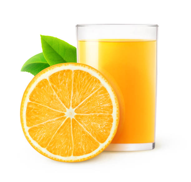 isolado suco de laranja - isolated on white orange juice ripe leaf - fotografias e filmes do acervo