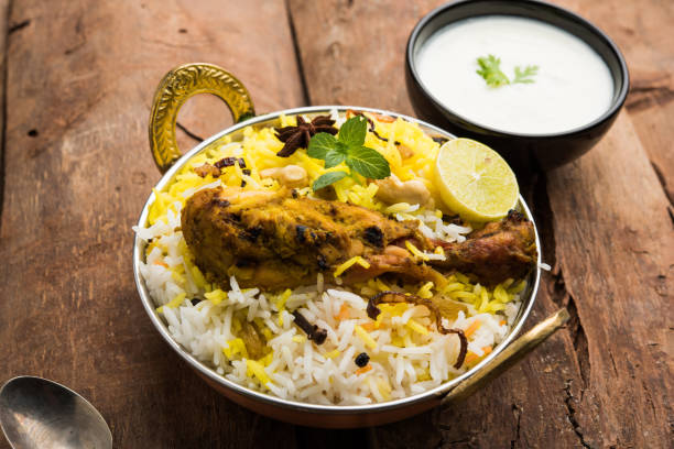istock Hyderabadi chicken biryani or dum biryani, selective focus 683571596