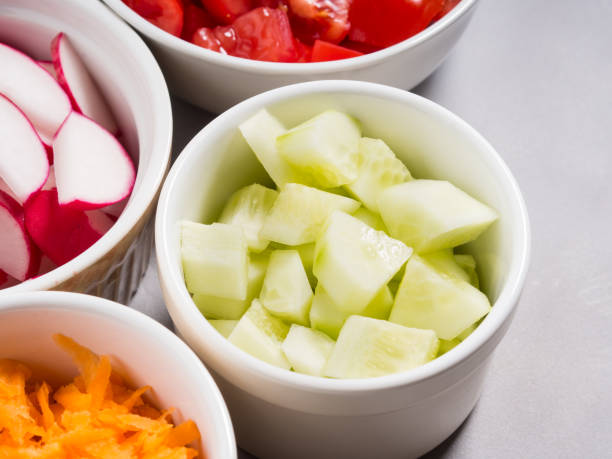istock Mix of vegetable bowls for salad or snacks 683572116