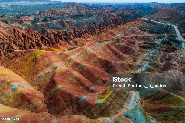 Sandstone Rainbow Mountains In Zhangye National Geopark Stock Photo - Download Image Now