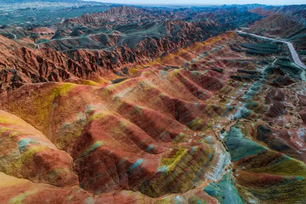 Photo of Sandstone rainbow mountains in Zhangye National Geopark