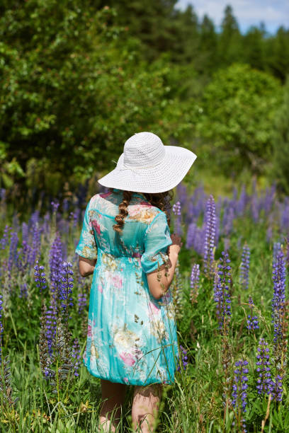 istock A young brunette girl lupine meadow 683575036