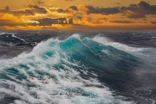 Sea wave in in the Atlantic ocean during storm stock photo