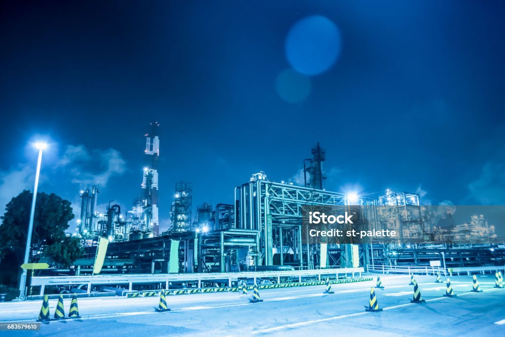 Night of the factory zone in Japan Night view of Yokkaichi Complex Steel Mill Stock Photo