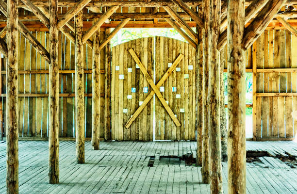 istock Vintage indoor wooden barn from the inside 683583606