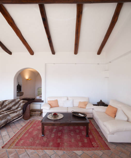 istock Furnish living room with beautiful timber beams 683587072